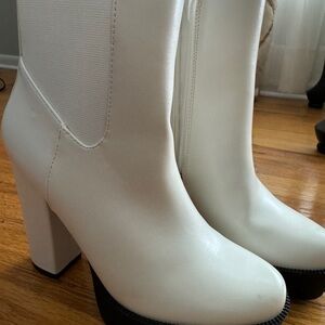 White platform bootie
